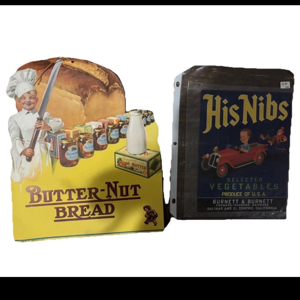 Vintage Butter-Nub Bread His Nibs Paper Advertising Ephemera Sign  Antique Art